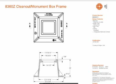 7 15/16" 8360Z 10" Tall Cleanout/Monument Box Frame only